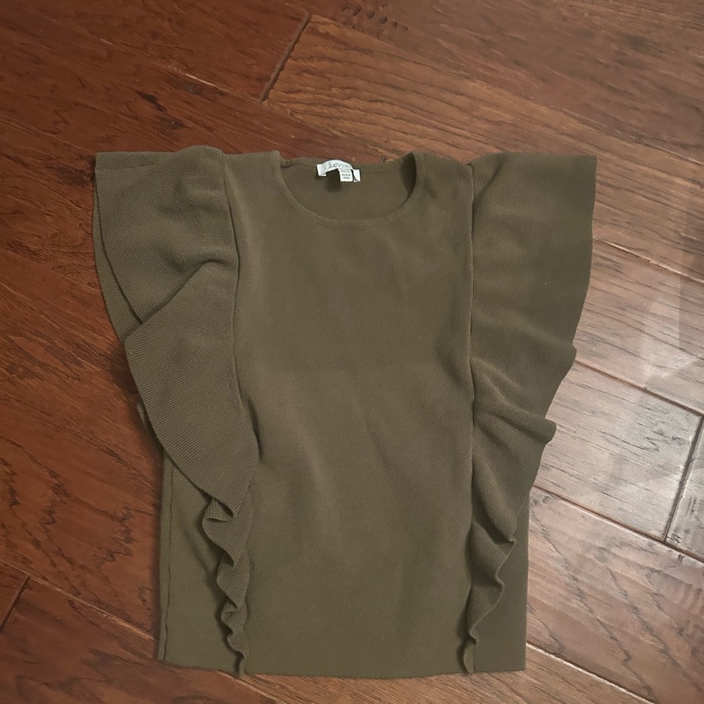 Lucy Paris Olive Green flutter sleeve sweater tank